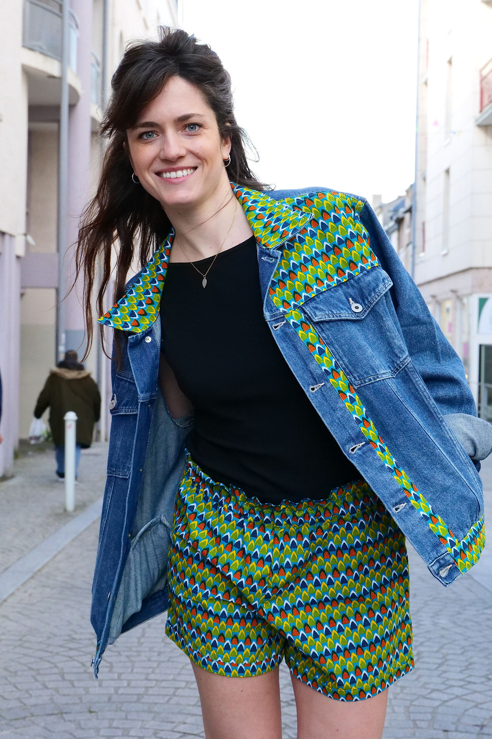 Miniature : Veste en Jean Oversize Customisée en Wax - MADONNA - L/XL