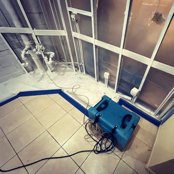 Looking low at the sink area, you can see how the encapsulation coating protects the very base of your home from future leaks.