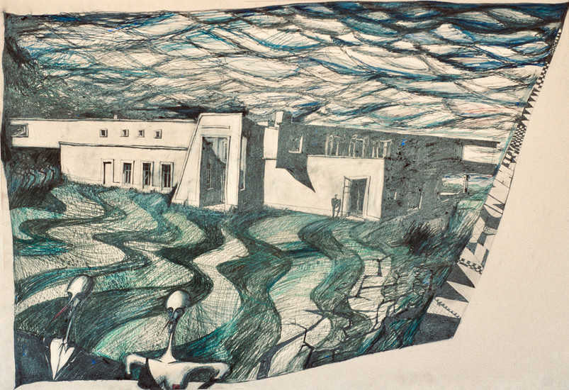 final drawing of the villa zapu, south elevation
