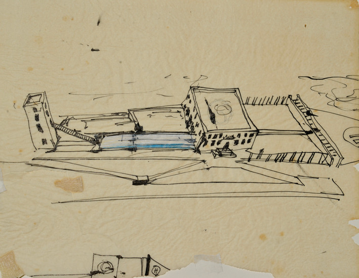early sketch of the villa zapu