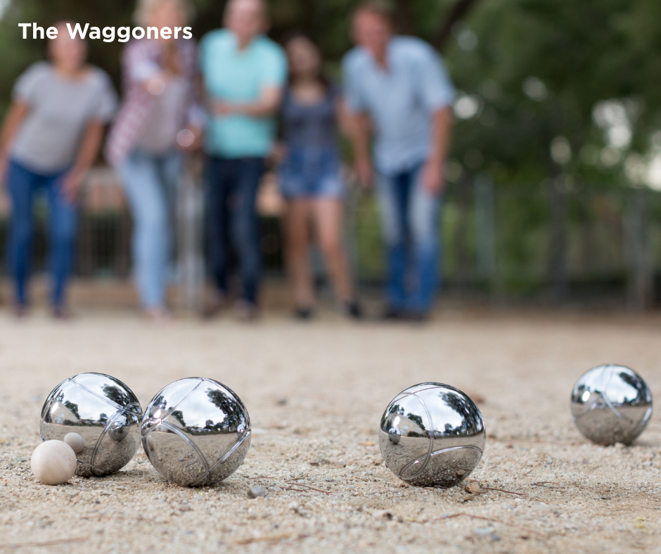 A family playing pétanque