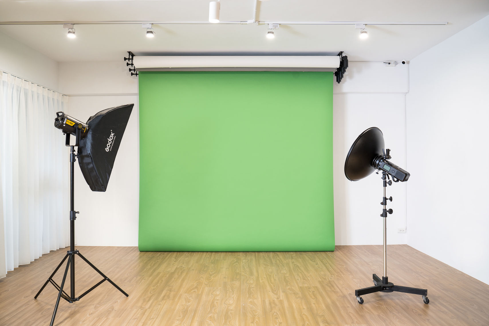 電動背景紙一組 / 四色背景紙 - 白、灰、黑、綠