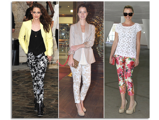 Jeans floral cintura alta