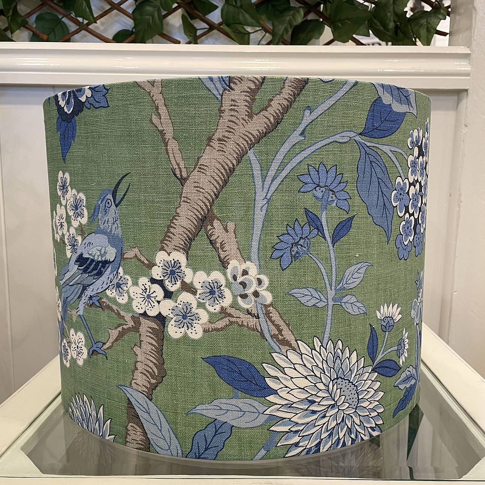 "Claremont linen drum lampshade. Fabric by GP & J Baker"
