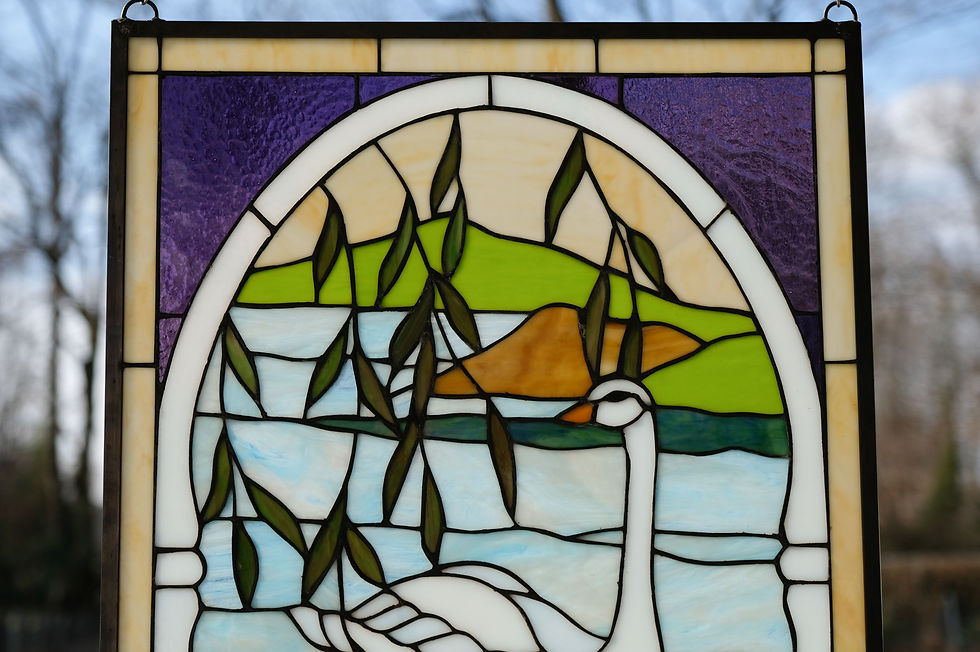 Thumbnail: Tiffany Style stained glass window panel 20" x 34"
