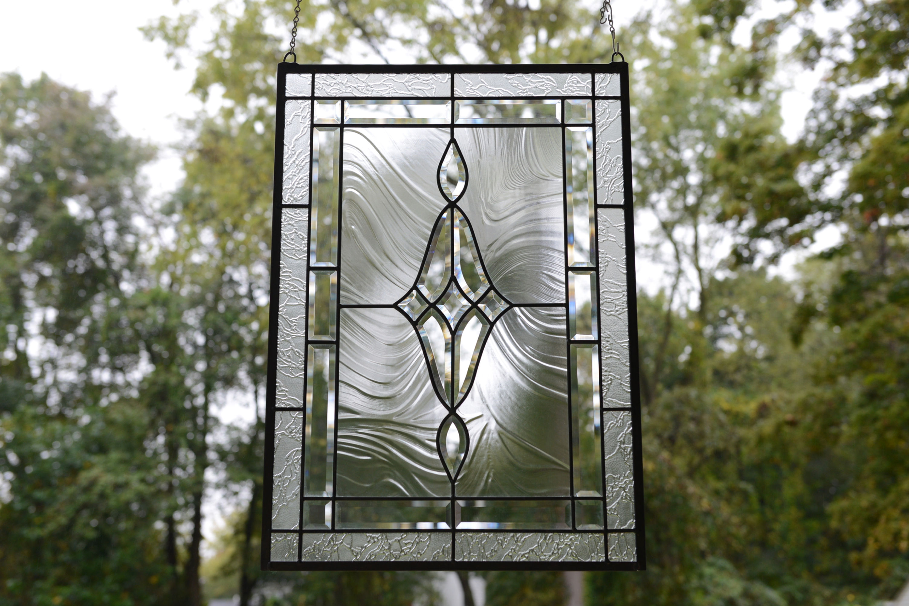 Clear Beveled Glass Window Panel 19" x 27"
