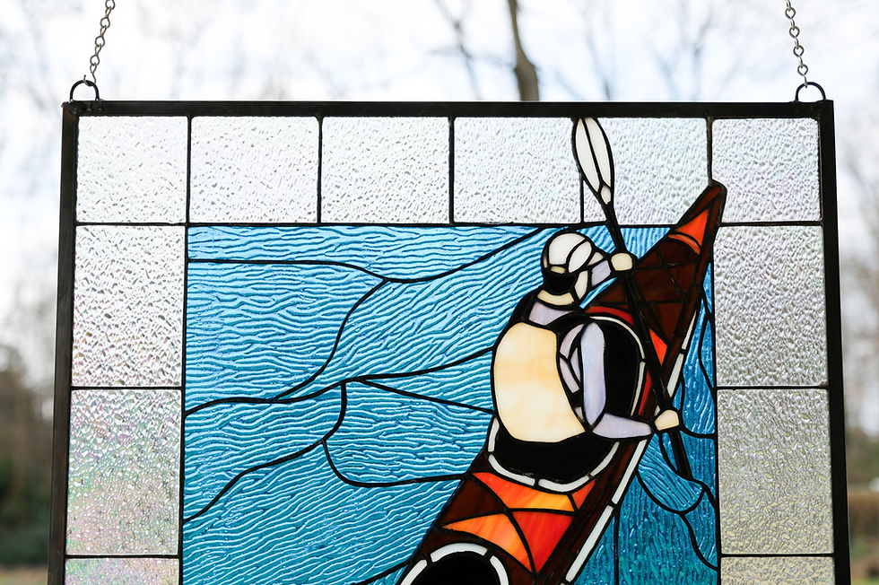 Thumbnail: Tiffany Style stained glass window panel 24" x 28"