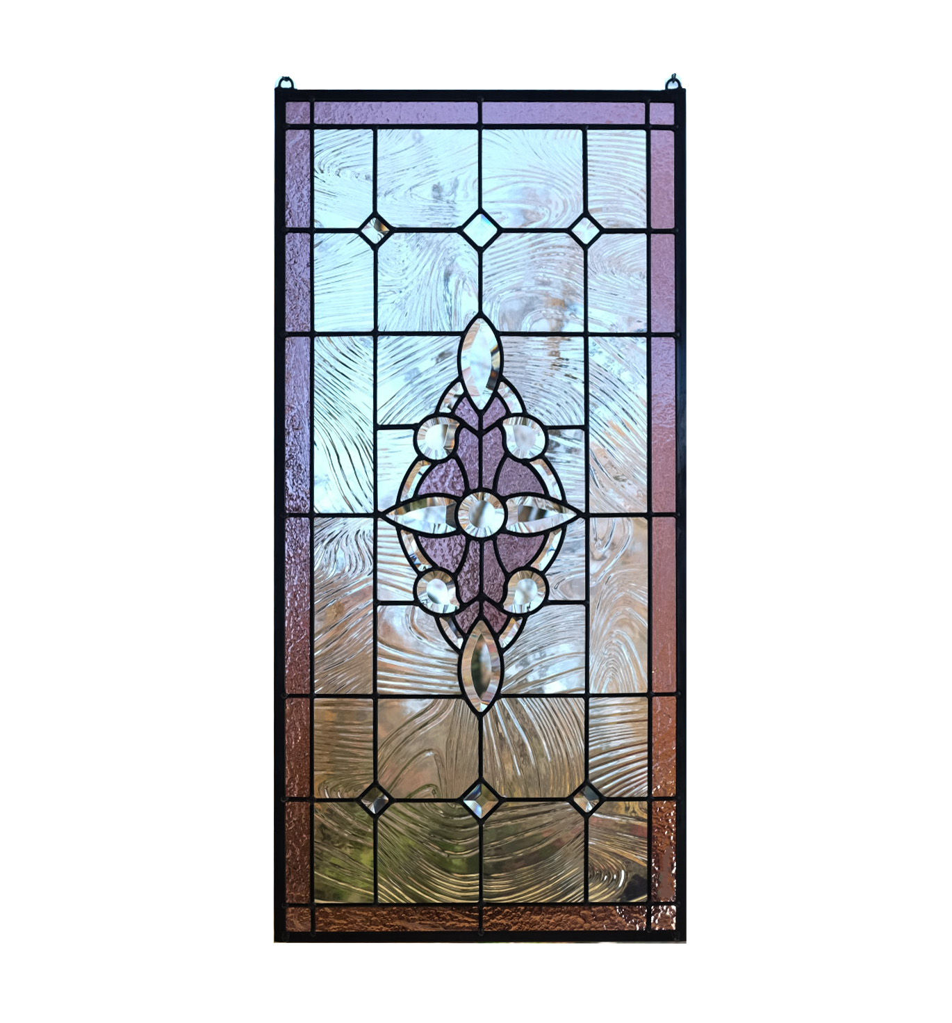 17" x 35" Handcrafted Hanging Stained Glass Beveled Window Panel
