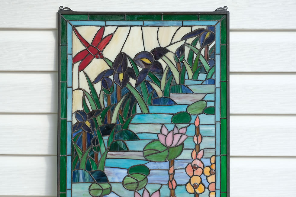 Thumbnail: Tiffany Style stained glass window panel 20" x 33.75"