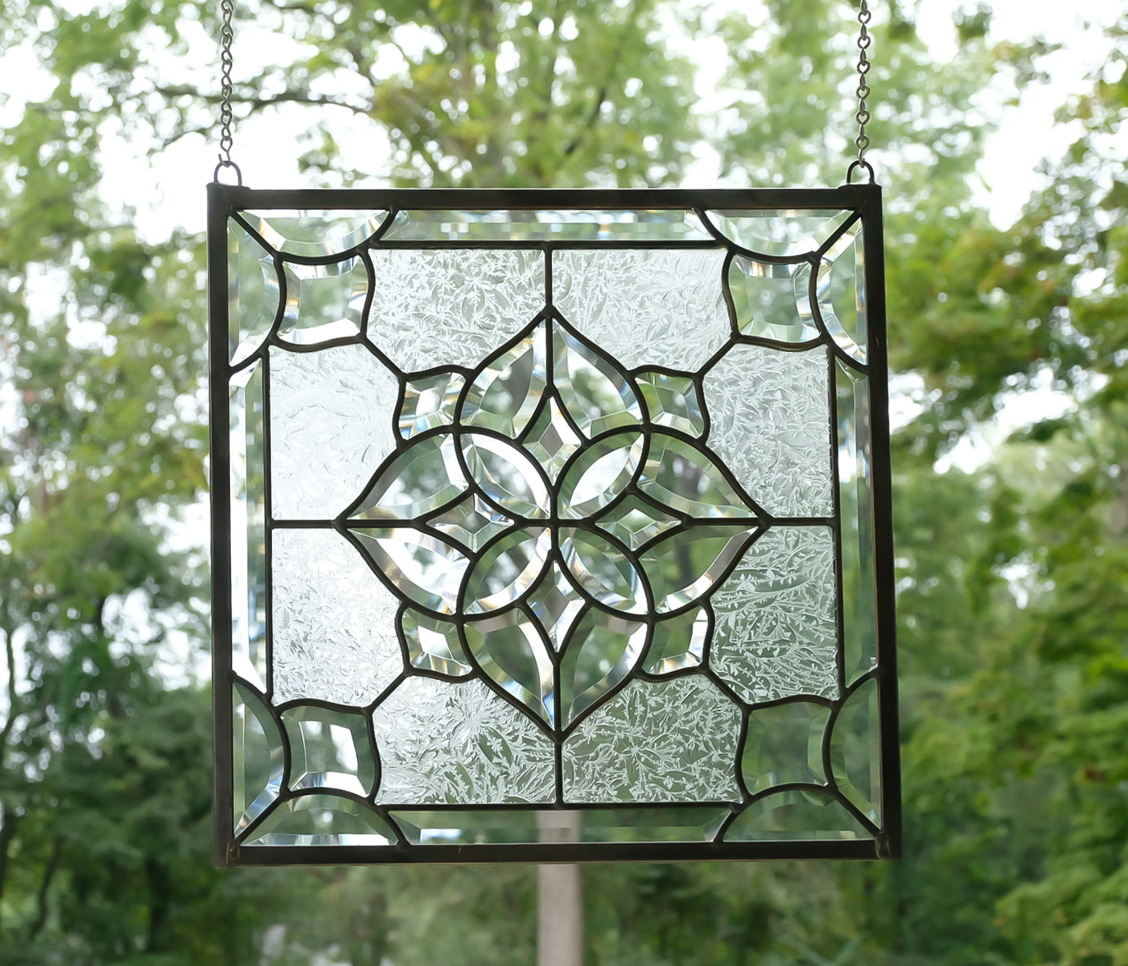 Clear Beveled Glass Window Panel 16" x 16"
