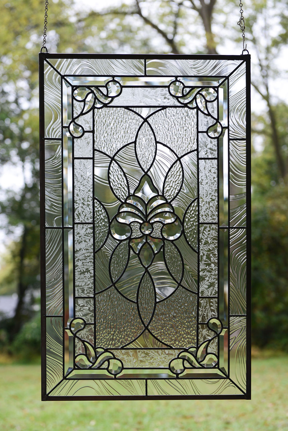 Thumbnail: Large Clear Beveled glass window panel 20" x 33.75"