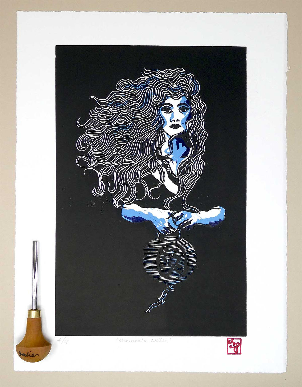 Thumbnail: Memento Notes lino print