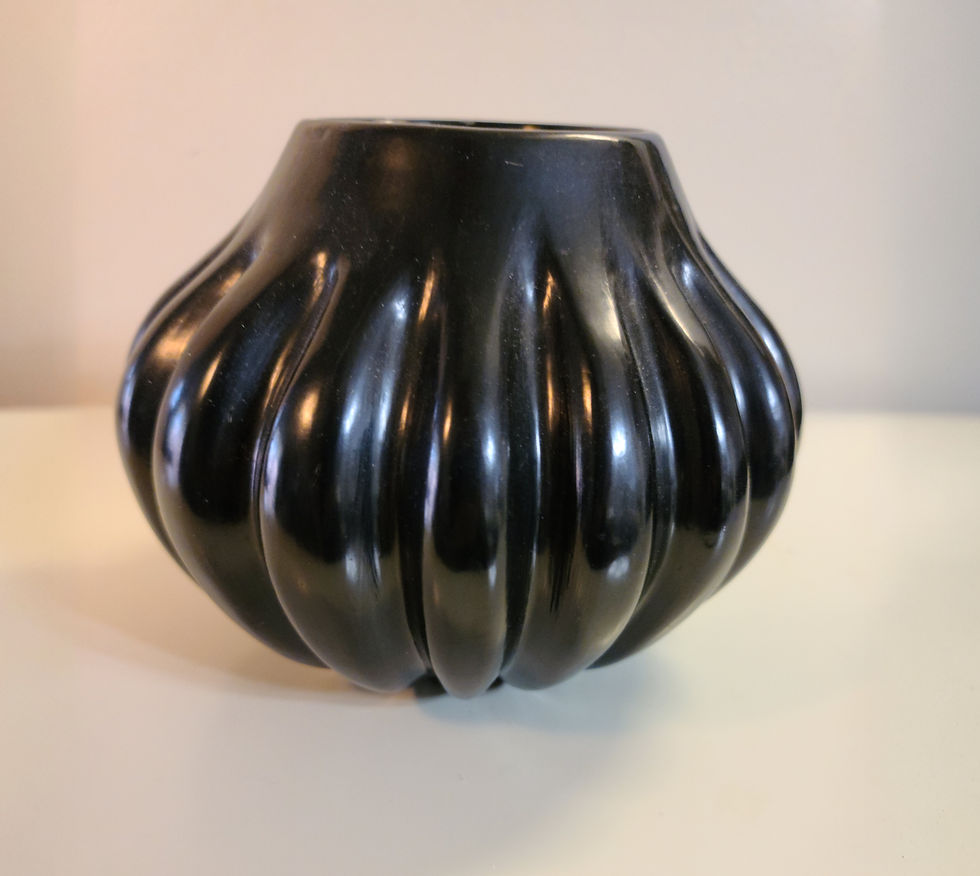 Thumbnail: Santa Clara Pueblo Blackware Melon Jar signed by Helen Shupla