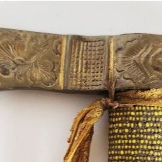 Thumbnail: Tomahawk/Pipe: Beaded Handle, Metal Blade, Carved Details, Heart Cutout