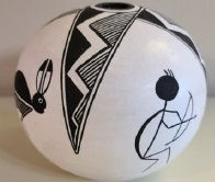 Thumbnail: Acoma Pueblo Black on White Seed Jar with Mimbres