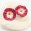 Thumbnail: Raspberry pink flower earrings gradiant green to dark pink / BFRFCO