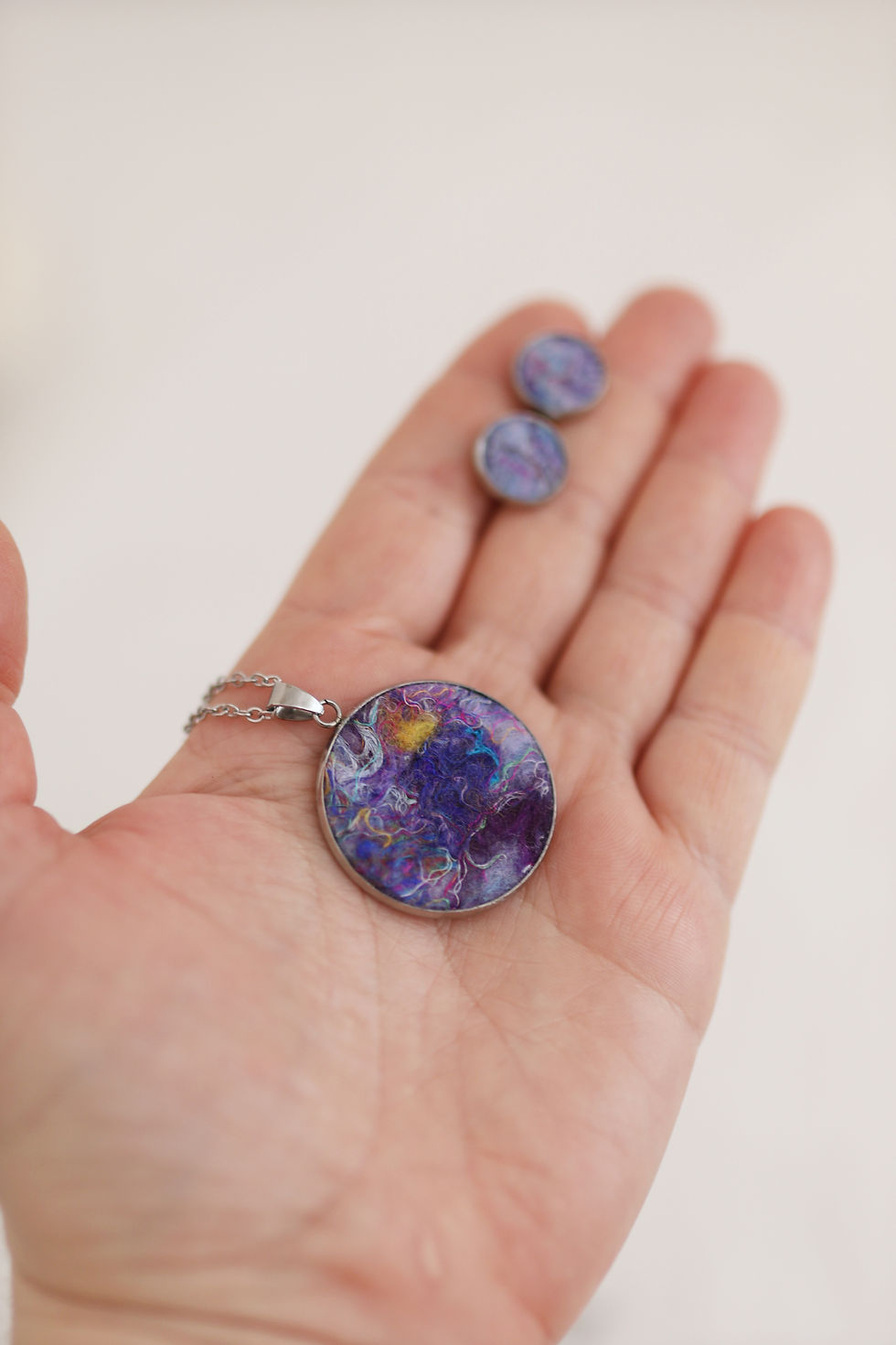 Thumbnail: Purple, Blue and Yellow Medallion Set — One of a Kind