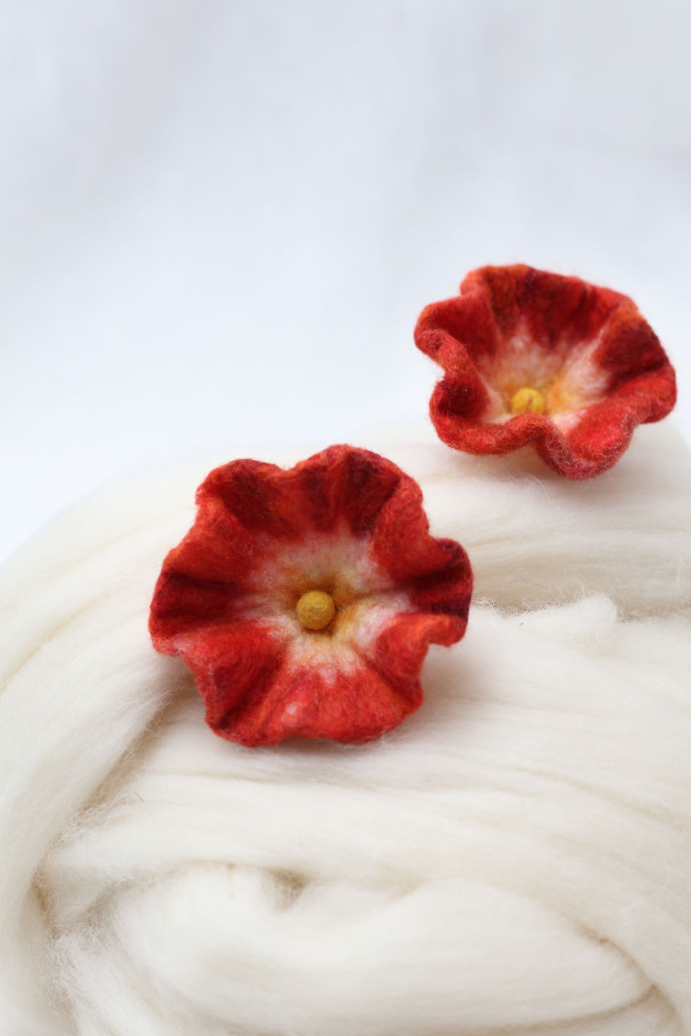 Thumbnail: Large Red Flower Earrings