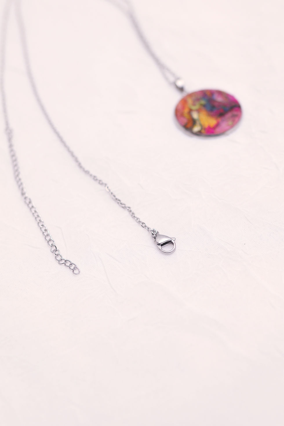 Thumbnail: Abstract Felt Necklace – Pink, Yellow & Blue