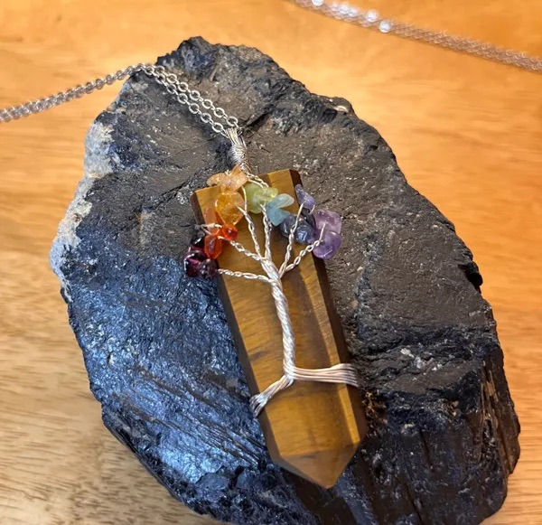 Tree of Life on Wrapped Tigers Eye Necklace