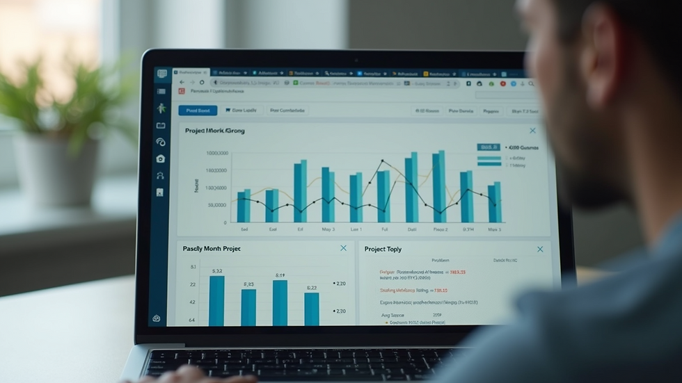 Close-up view of a laptop screen showing a project management dashboard
