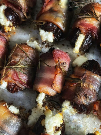 Bacon-Wrapped Dates with Goat Cheese and Rosemary