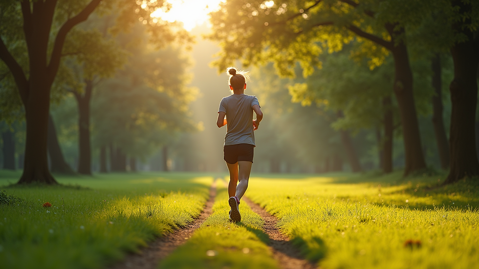 High angle view of a person jogging in a park