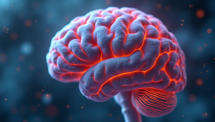 Close-up view of brain tissue showing amyloid plaque deposits