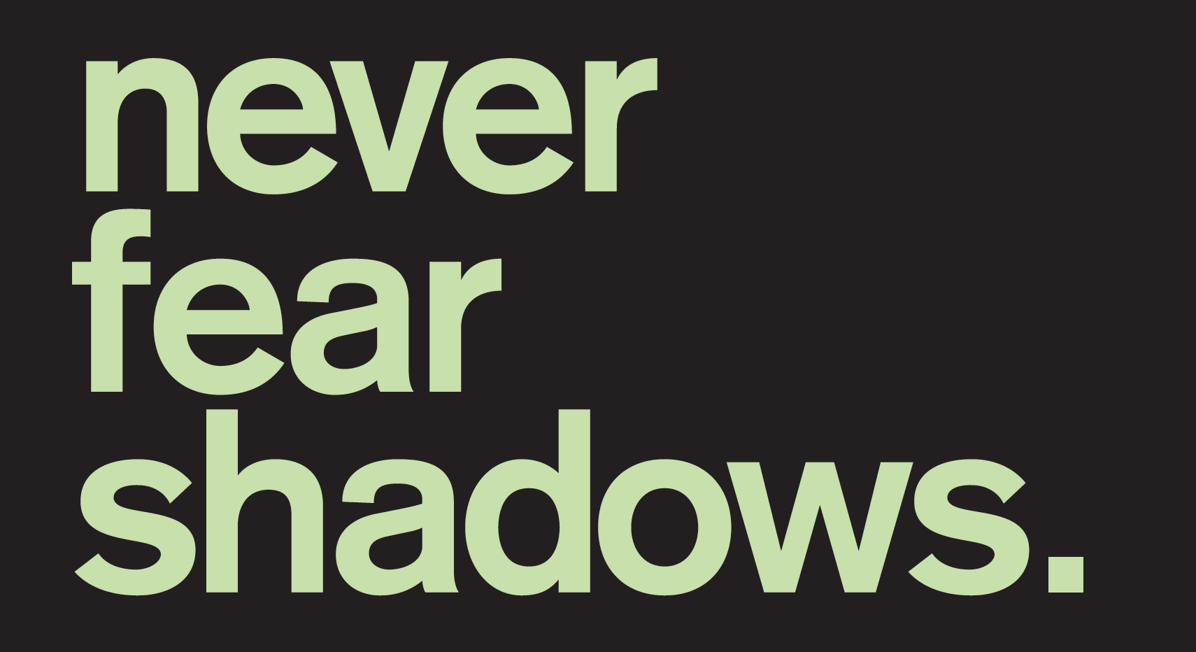NEVER FEAR SHADOWS