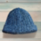 Handmade crochet beanie in blue soft acrylic, cozy winter hat for all ages