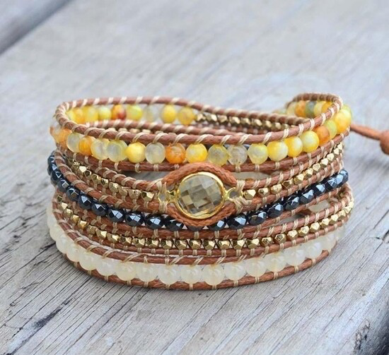 Natürliches Sunny Citrin Edelstein Wickelarmband