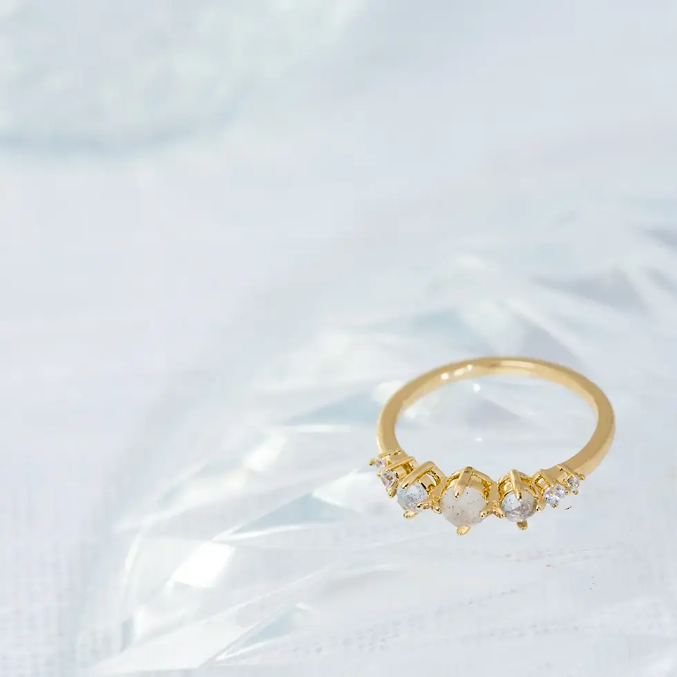 Miniaturbild: Ring mit 3 runden Labradorit-Edelsteinen