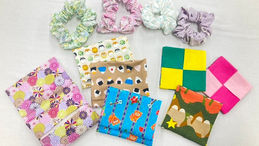 　東亜ブースで製作体験できたのは、シュシュ・ポケットテッシュケース・コースターの３種類