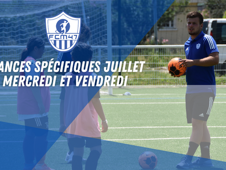 Club - Des séances spécifiques à l'attention des licenciés organisées en Juillet