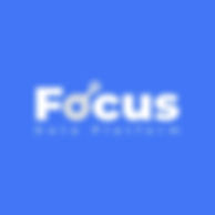 A logo for a company called Focus Data Platform with bold lettering and a blue, white and gray color palette, created with Wix Logo Maker