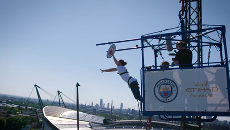 Six Manchester City Fans Complete Bungee Jump For A Chance Of Winning The New Season Kit!