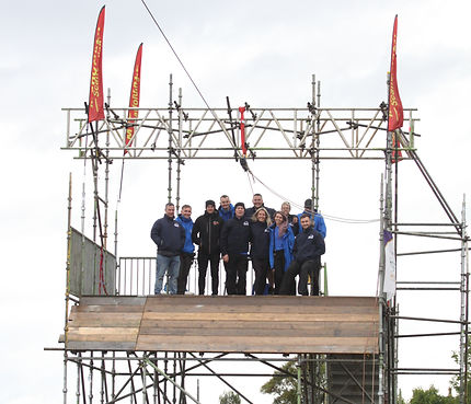 Big Bang crew picture on Zip Wire landing platform