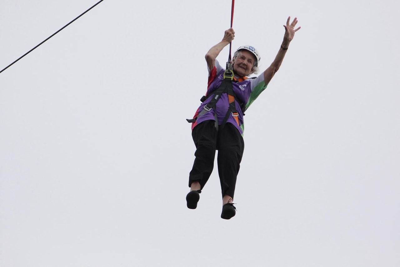 Mae Whiteford CBE zip wire for SBH Scotland