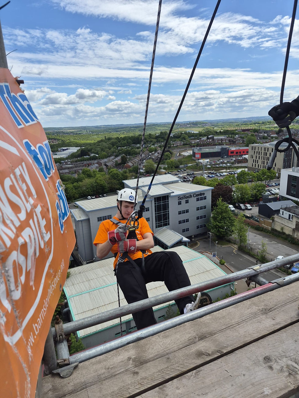 Abseiler making their descent in support of Barnsley Hospice