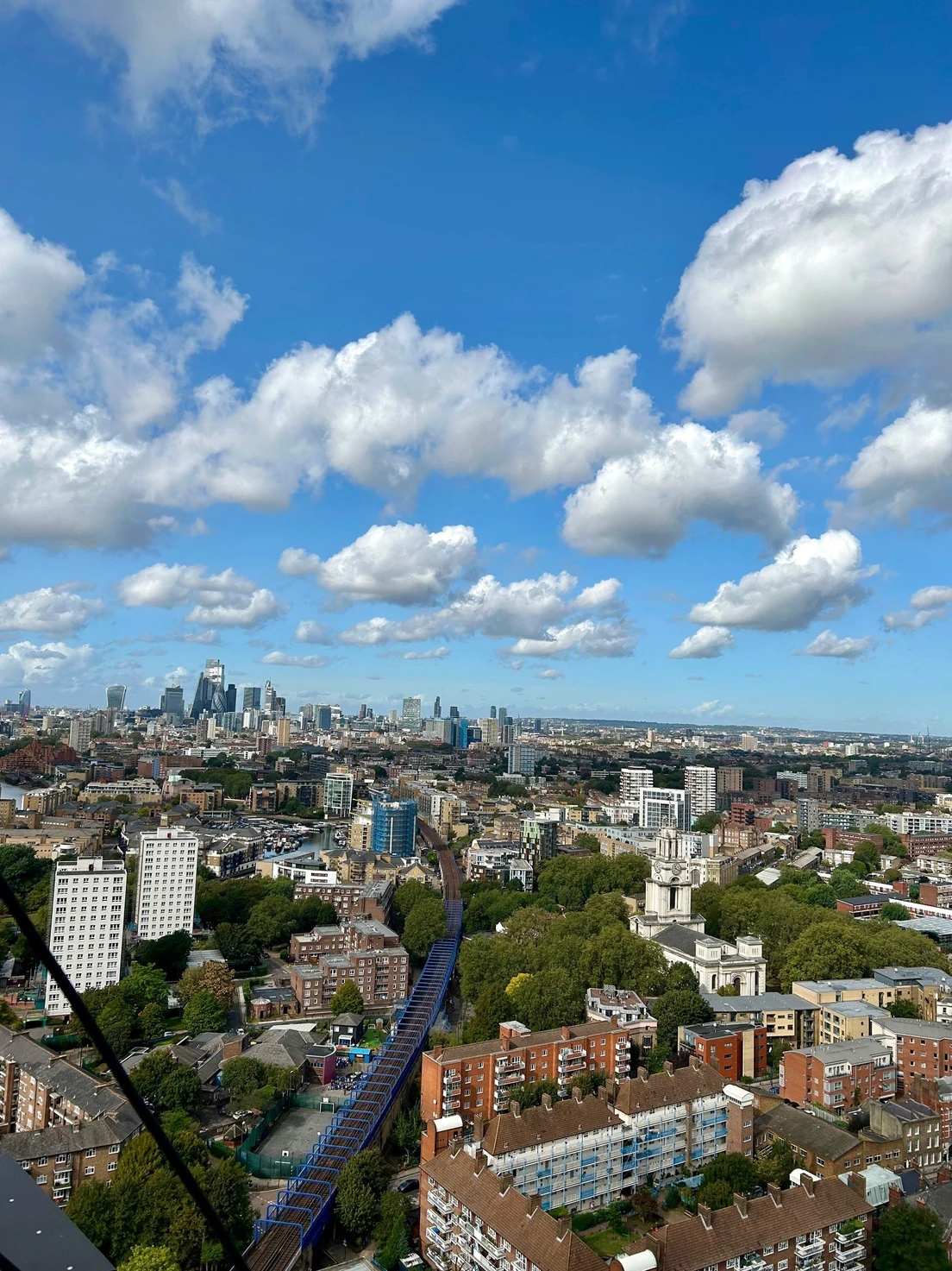 View from 300-ft up at Canary Wharf
