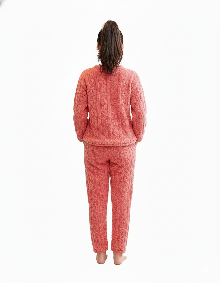 Thumbnail: Ultra-Soft Cable Knit Fleece Loungewear Set – Being Classyy Exclusive