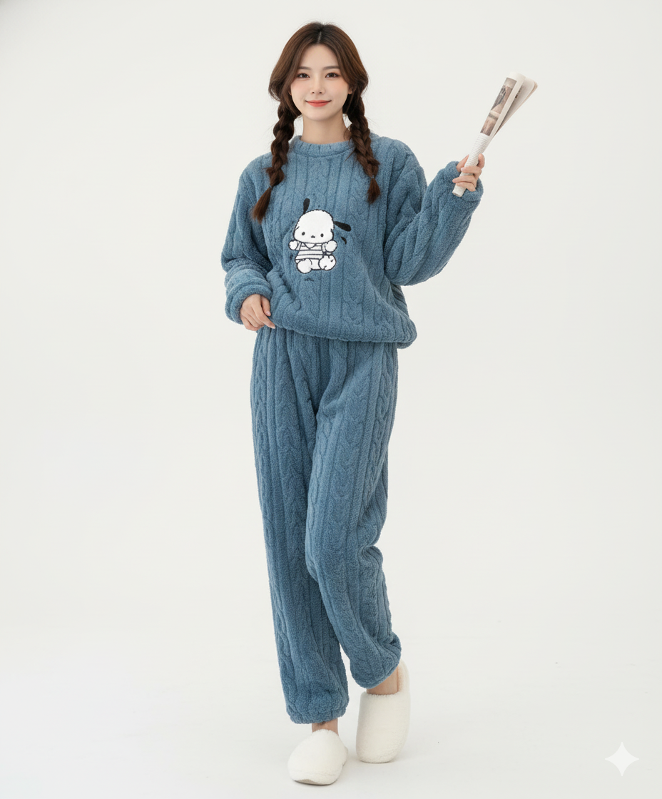 Cozy Wool Cable-Knit Loungewear Set – Lavender Plush | Being Classyy