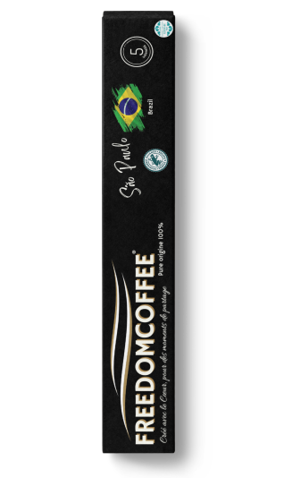 Gros plan sur un tube de capsules Nespresso® compatibles, finition aluminium