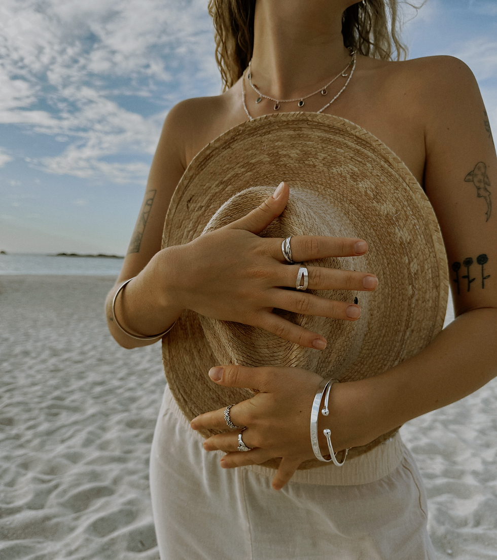 Silver jewellery on girl