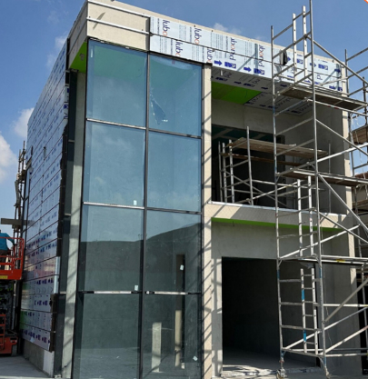 Exterior materials being installed