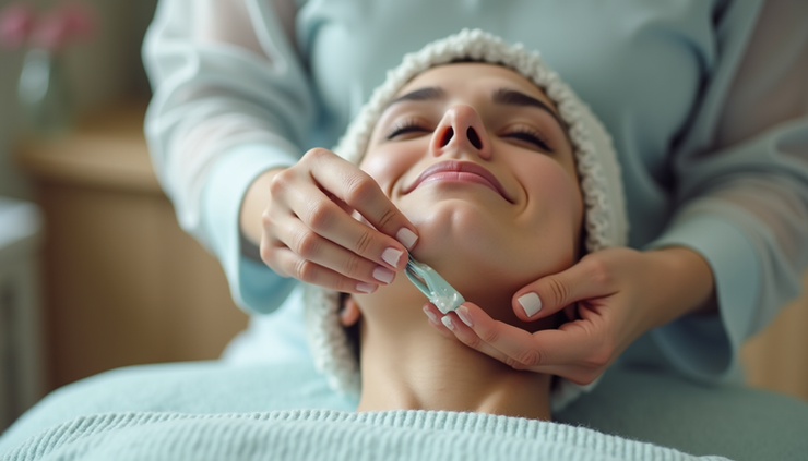 Close-up view of a waxing professional preparing hard wax in a clean salon setting