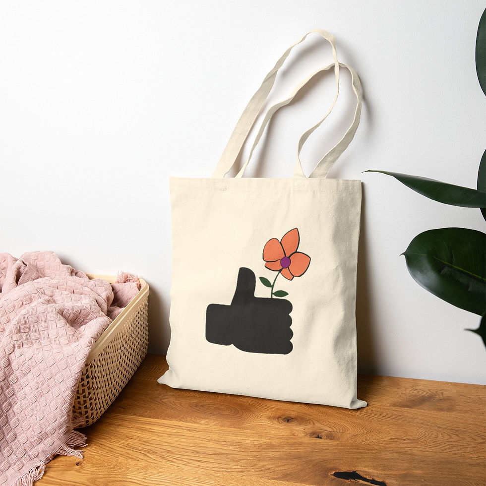 Thumbnail: Canvas Tote Bag — Black Thumb Logo Eco Canvas Tote