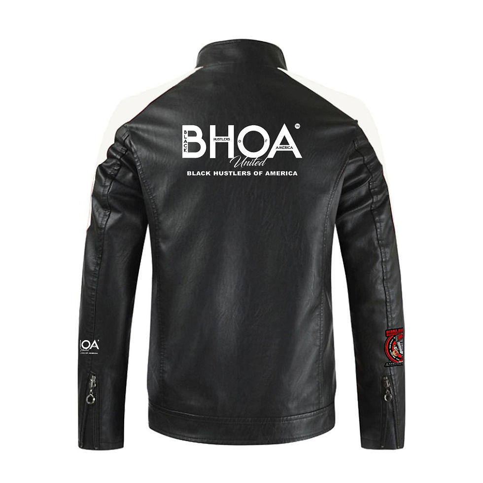 Thumbnail: Men's Stand-up Collar Block Slim-fit Leather Jacket