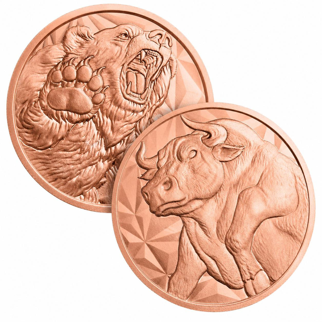 1 Oz Bull & Bear Copper Round