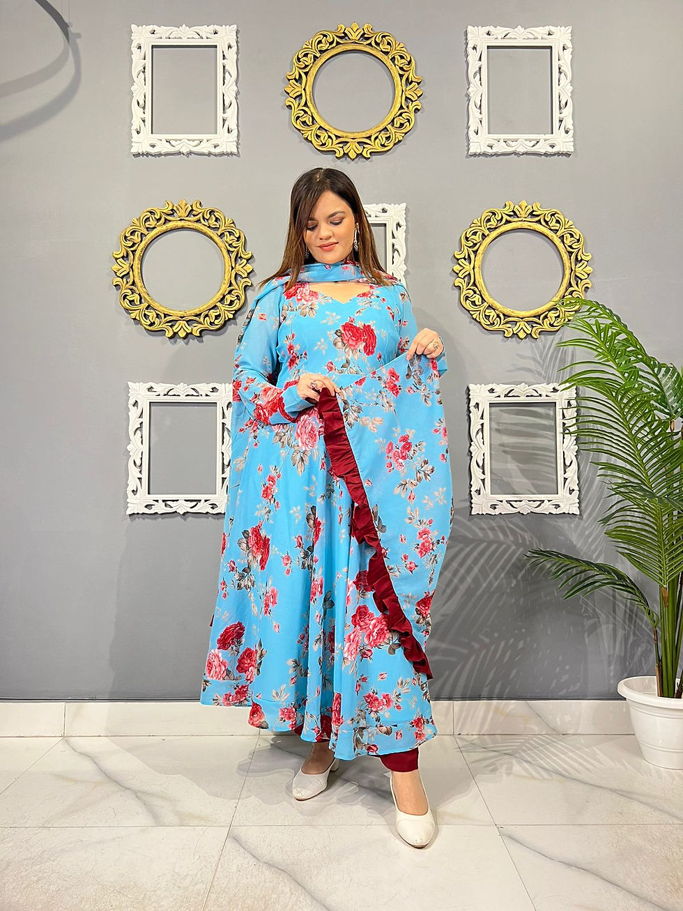 Thumbnail: GHOOMER ANARKALI SUIT (sky blue)